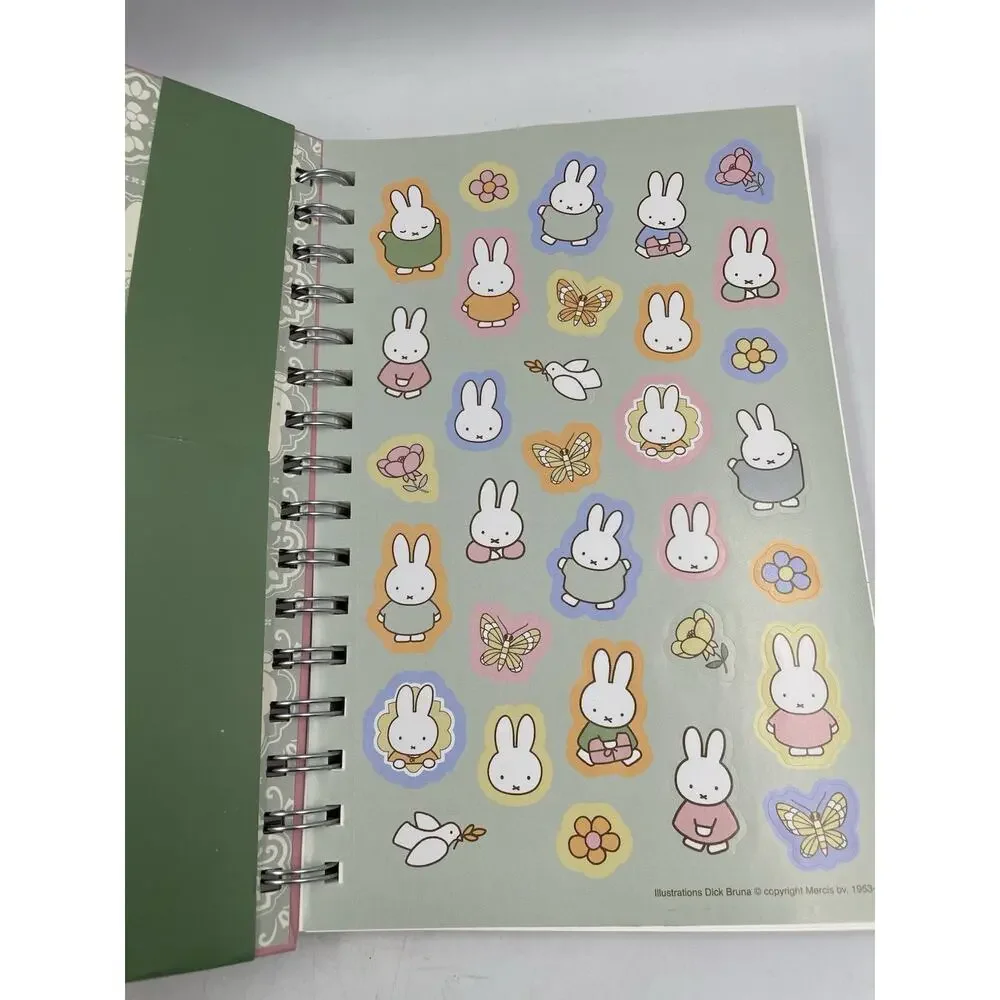 Miffy Pink Floral Spiral Notebook With Stickers And Pen Set Brand New
